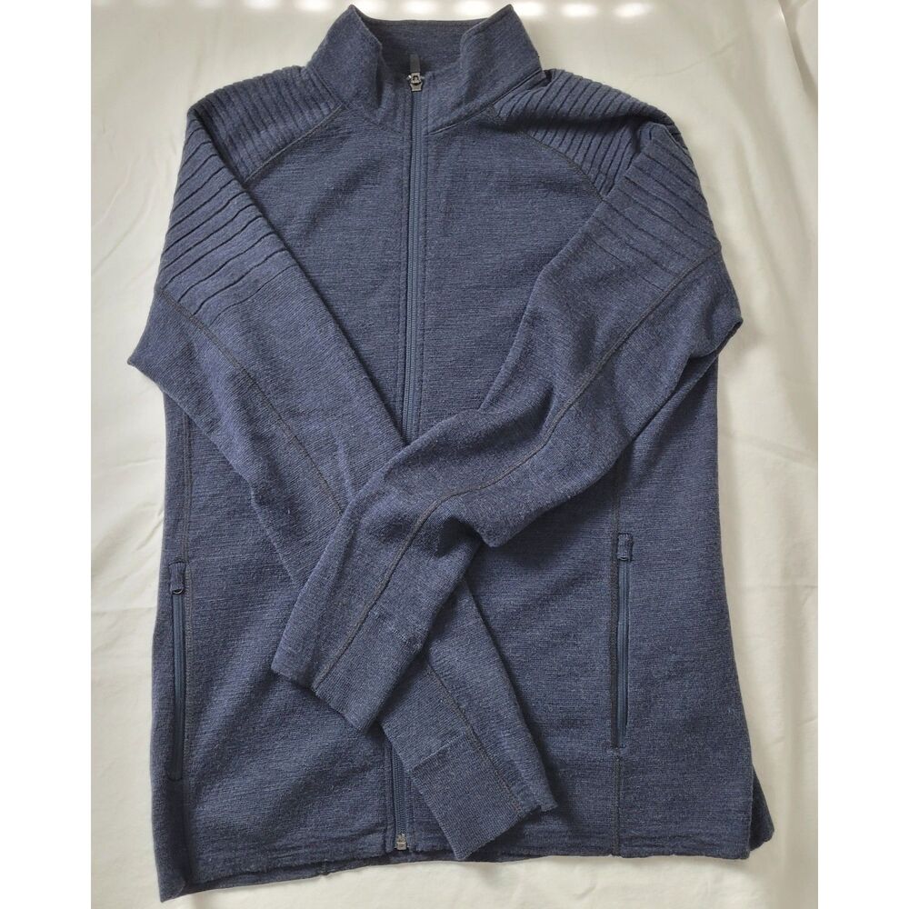 Kuhl 100% Merino Wool Full Zip Men's Sweater Blue Size Large